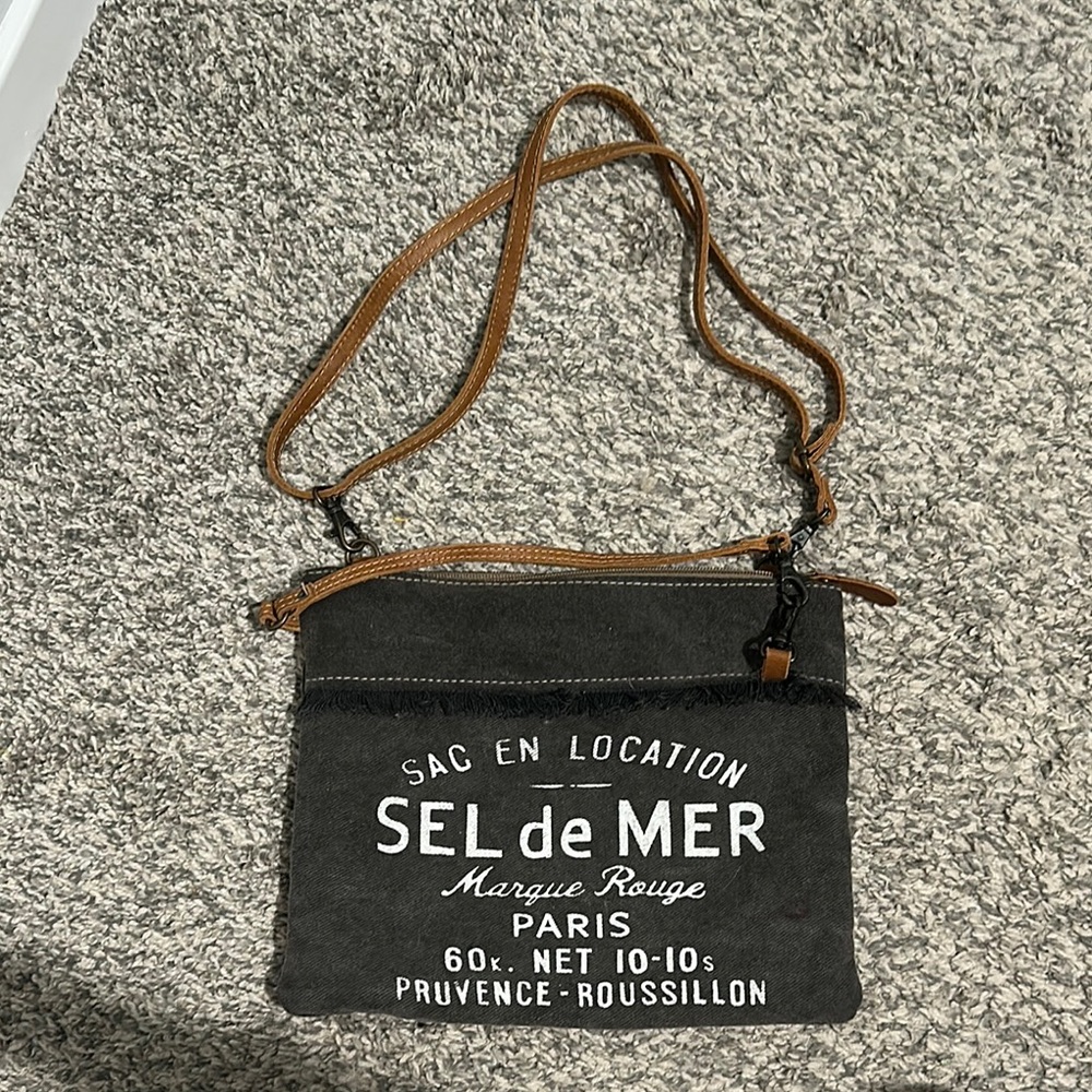 Myra Bag Gray and Brown Crossbody